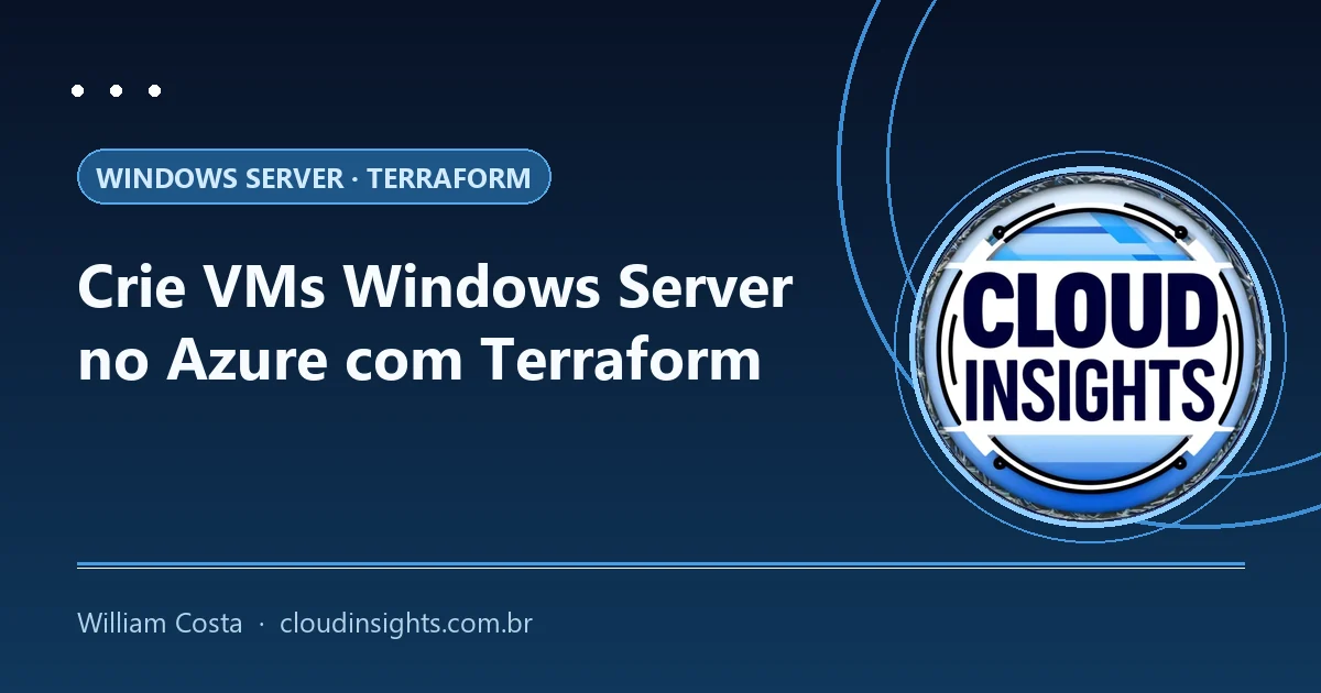 Terraform inicializado para criar uma VM Windows Server no Azure